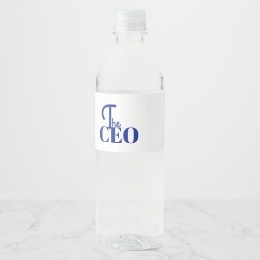 Modern Minimal Der CEO Blau Wasserflaschenetikett (Vorderseite)