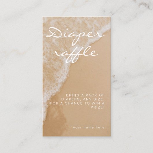 Modern Minimal Diaper Raffle Beach Baby Shower Begleitkarte (Vorderseite)