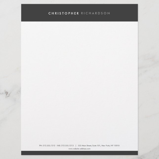 MODERN & MINIMAL Dunkelgrau Letterhead Briefbogen (Vorderseite)