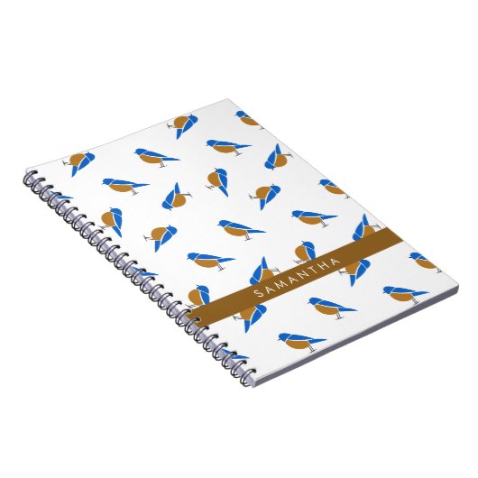 Modern Minimal Eastern Bluebird Pattern Notizblock (Rechte Seite)