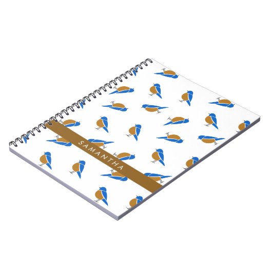 Modern Minimal Eastern Bluebird Pattern Notizblock (Linke Seite)