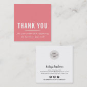 MODERN MINIMAL einfache Dankeschön Korallenrosa LO Quadratische Visitenkarte (Vorne/Hinten)