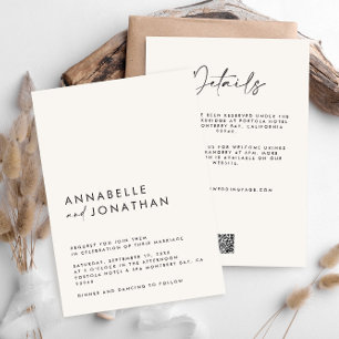 Modern Minimal einfache Hochzeitdetails QR-Code Einladung