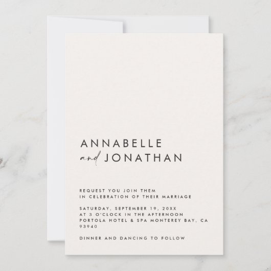 Modern Minimal einfache Hochzeitdetails QR-Code Einladung (Vorderseite)