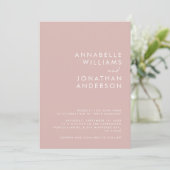 Modern Minimal einfache rosa Wedding Details QR Co Einladung (Stehend Vorderseite)