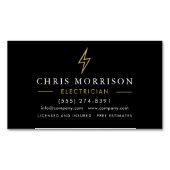 Modern Minimal Electrician Black Gold Magnetische Visitenkarte (Vorderseite)