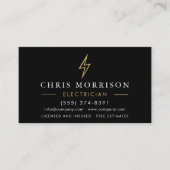 Modern Minimal Electrician Black Gold Visitenkarte (Vorderseite)