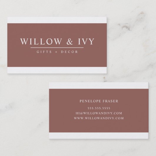 MODERN MINIMAL eleganter Streifen erdbraunen Ton Visitenkarte (Vorne/Hinten)
