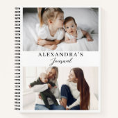 Modern Minimal Family Two Photo Personalized Text Notizblock (Vorderseite)