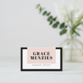 MODERN MINIMAL Farbblock Schwarz Rosa Schwarz Visitenkarte (Stehend Vorderseite)