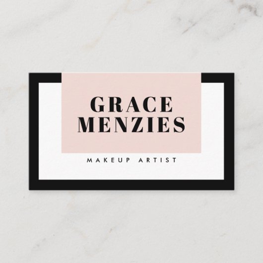 MODERN MINIMAL Farbblock Schwarz Rosa Schwarz Visitenkarte (Vorderseite)