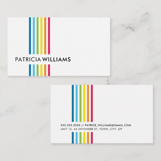 MODERN MINIMAL farbenfroher, einfacher Regenbogens Visitenkarte (Vorne/Hinten)
