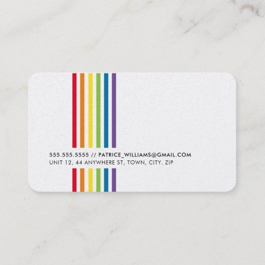 MODERN MINIMAL farbenfroher, einfacher Regenbogens Visitenkarte (Rückseite)