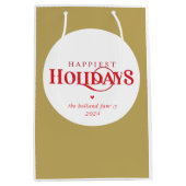 MODERN Minimal festliche rote Gold glücklichsten U Mittlere Geschenktüte (Vorderseite)