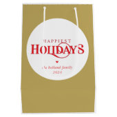 MODERN Minimal festliche rote Gold glücklichsten U Mittlere Geschenktüte (Rückseite)