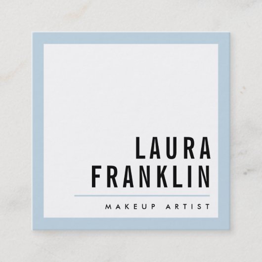 MODERN MINIMAL fett hellblauer, schwarzer Babyblau Quadratische Visitenkarte (Vorderseite)
