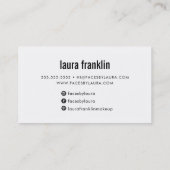 MODERN MINIMAL fett hellrosa schwarz Visitenkarte (Rückseite)