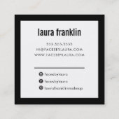 MODERN MINIMAL fett Name einfach schlicht schwarz Quadratische Visitenkarte (Rückseite)