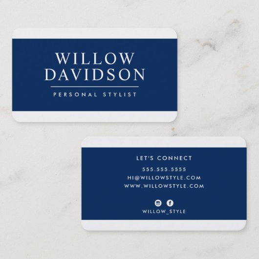 MODERN MINIMAL fett Name masculine dunkelmarinebla Visitenkarte (Vorne/Hinten)