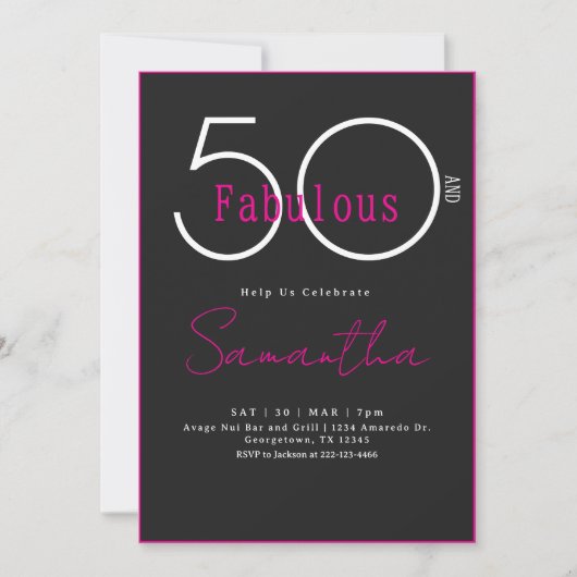 Modern Minimal Fifty and Fabulous 50th Birthday Einladung (Vorderseite)