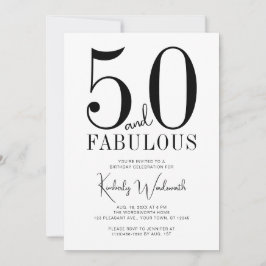 Modern Minimal Fifty and Fabulous 50th Birthday Einladung