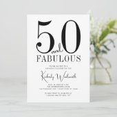 Modern Minimal Fifty and Fabulous 50th Birthday Einladung (Stehend Vorderseite)