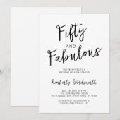 Modern Minimal Fifty and Fabulous 50th Birthday Einladung (Vorne/Hinten)