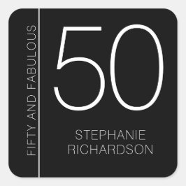 Modern Minimal Fifty and Fabulous 50th Birthday Quadratischer Aufkleber