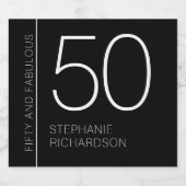 Modern Minimal Fifty and Fabulous 50th Birthday Schaumweinetikett (Einzelnes Label)