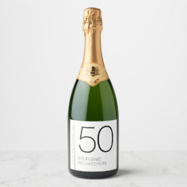 Modern Minimal Fifty and Fabulous 50th Birthday Schaumweinetikett