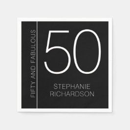 Modern Minimal Fifty and Fabulous 50th Birthday Serviette
