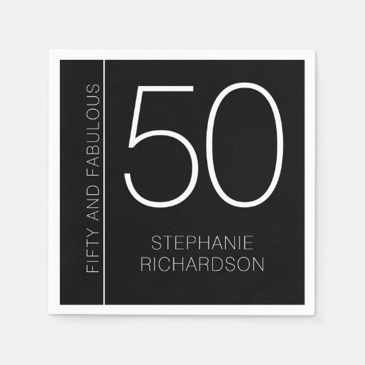 Modern Minimal Fifty and Fabulous 50th Birthday Serviette (Vorderseite)