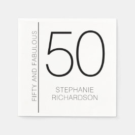 Modern Minimal Fifty and Fabulous 50th Birthday Serviette