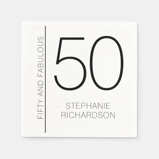 Modern Minimal Fifty and Fabulous 50th Birthday Serviette (Vorderseite)