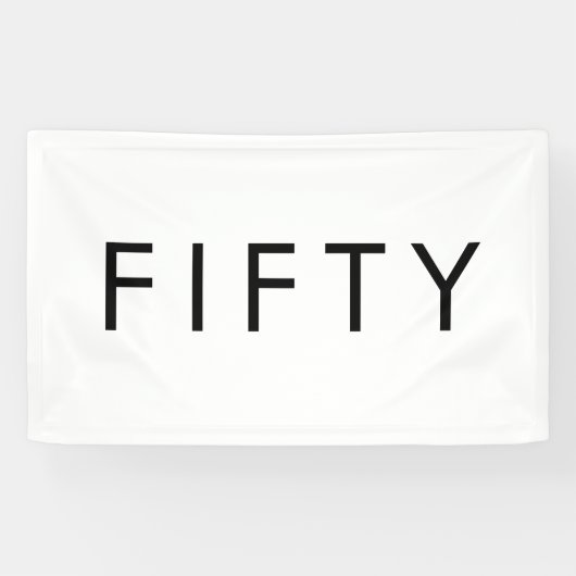 Modern Minimal Fifty Bold 50th Birthday Party Banner (Horizontal)