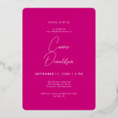 Modern Minimal Fifty Fabulous Photo Pink Birthday Folieneinladung (Rückseite)