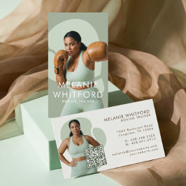 Modern Minimal Fitness Boxing Trainer Photo QR Visitenkarte