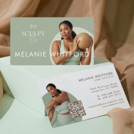 Modern Minimal Fitness Personal Trainer Photo QR Visitenkarte