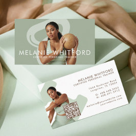 Modern Minimal Fitness Personal Trainer Photo QR Visitenkarte