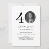 Modern, Minimal, Foto, 40. Geburtstag Einladung (Vorderseite)