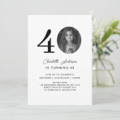 Modern, Minimal, Foto, 40. Geburtstag Einladung (Stehend Vorderseite)