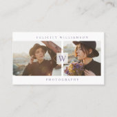 Modern & Minimal Fotografie 2 Foto Monogramm Visitenkarte (Vorderseite)