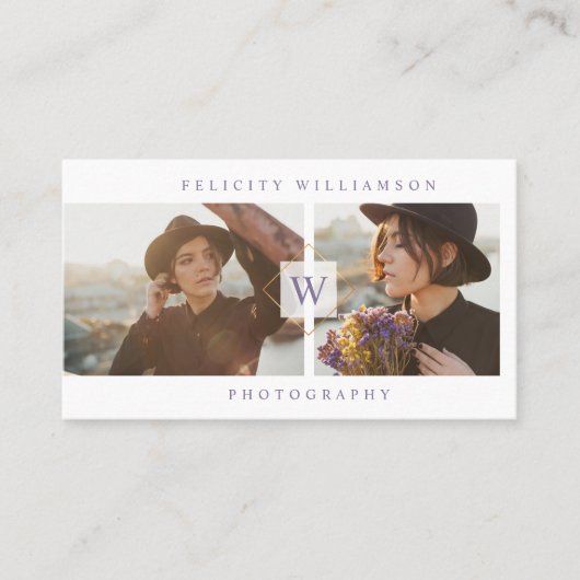 Modern & Minimal Fotografie 2 Foto Monogramm Visitenkarte (Vorderseite)