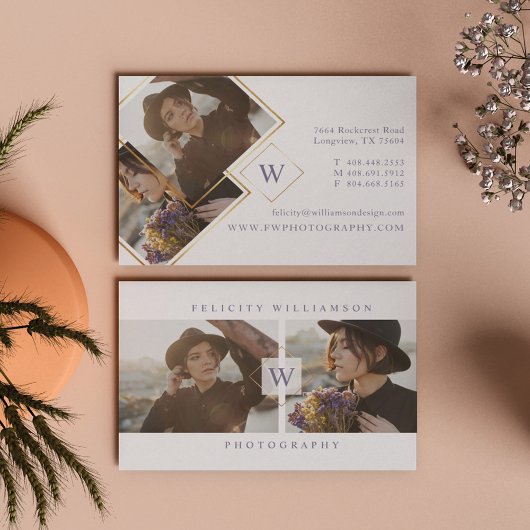 Modern & Minimal Fotografie 2 Foto Monogramm Visitenkarte