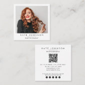Modern Minimal Full Photo QR Code Social Media Quadratische Visitenkarte (Vorne/Hinten)