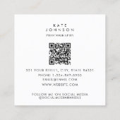 Modern Minimal Full Photo QR Code Social Media Quadratische Visitenkarte (Rückseite)