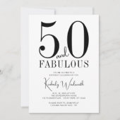 Modern Minimal Fünfzig und Fabelhaft 50. Geburtsta Einladung (Vorderseite)