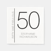 Modern Minimal Fünfzig und Fantastisch 50. Geburts Serviette (Vorderseite)