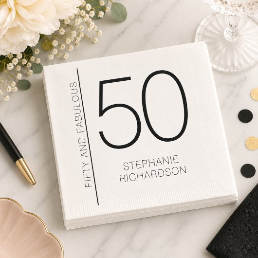 Modern Minimal Fünfzig und Fantastisch 50. Geburts Serviette