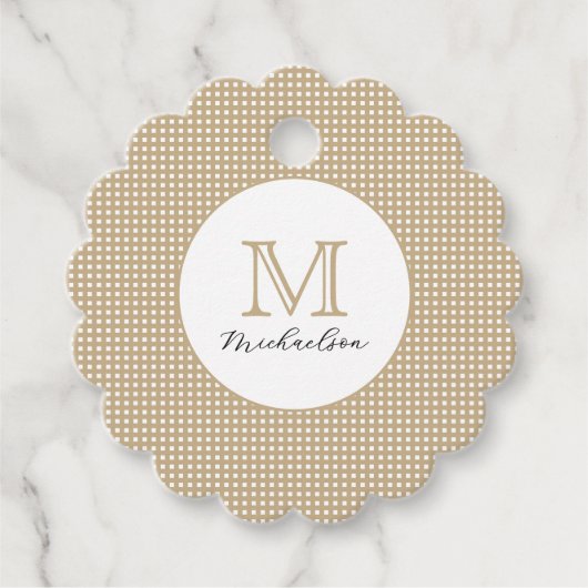 Modern Minimal Gold Elegant Monogram Geschenkanhänger (Vorderseite)